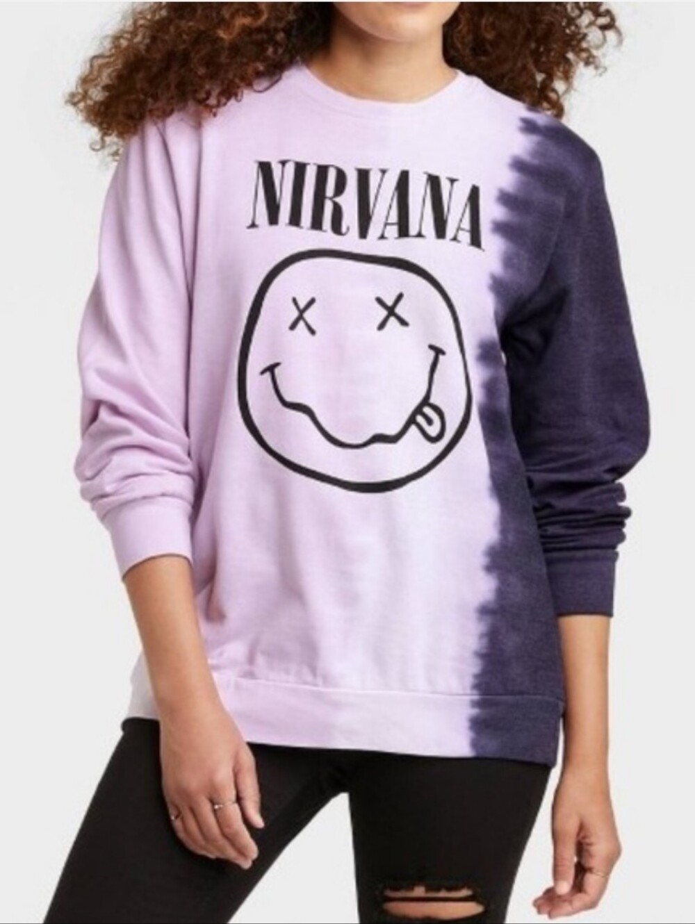 Nirvana Graphic Tie-Dye Pullover Crewneck Sweatshirt Sz Sm